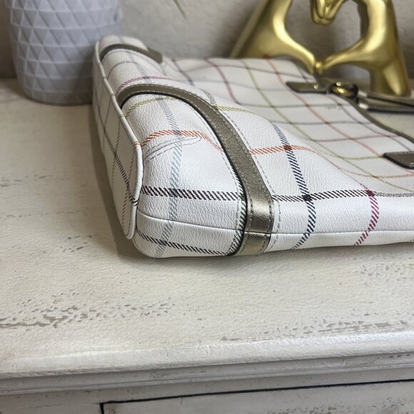 Coach Heritage Tattersall Shoulder Bag Multi Plaid Leather Cream Women’s - Picture 12 of 15